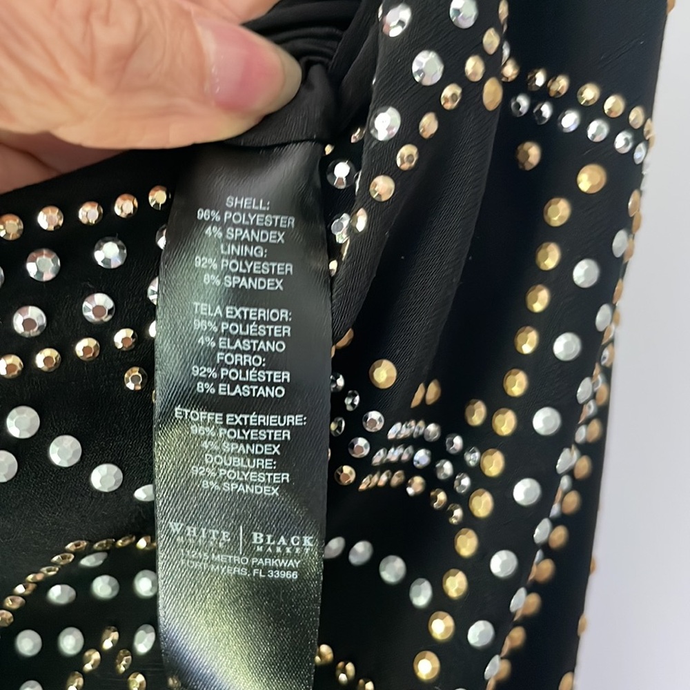 WHBM XXS Black Sleeveless Shift Dress with Gemstones & Studs - Picture 5 of 6